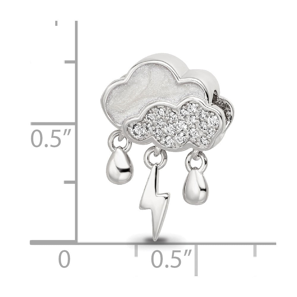 Sterling Silver Reflections Rhod-plated CZ Enamel Storm Cloud Bead