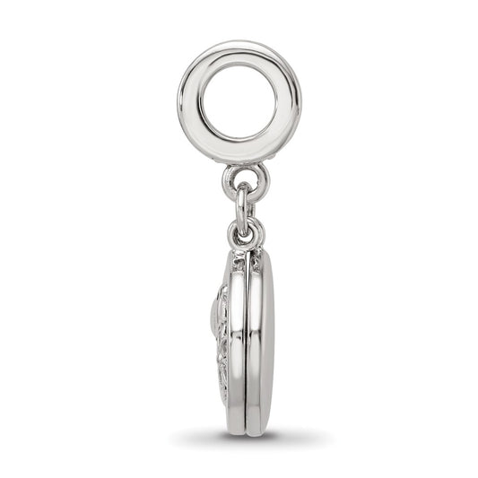 SS Reflections Rhod-plated CZ Enamel Bird/Flower 2-piece Dangle Bead