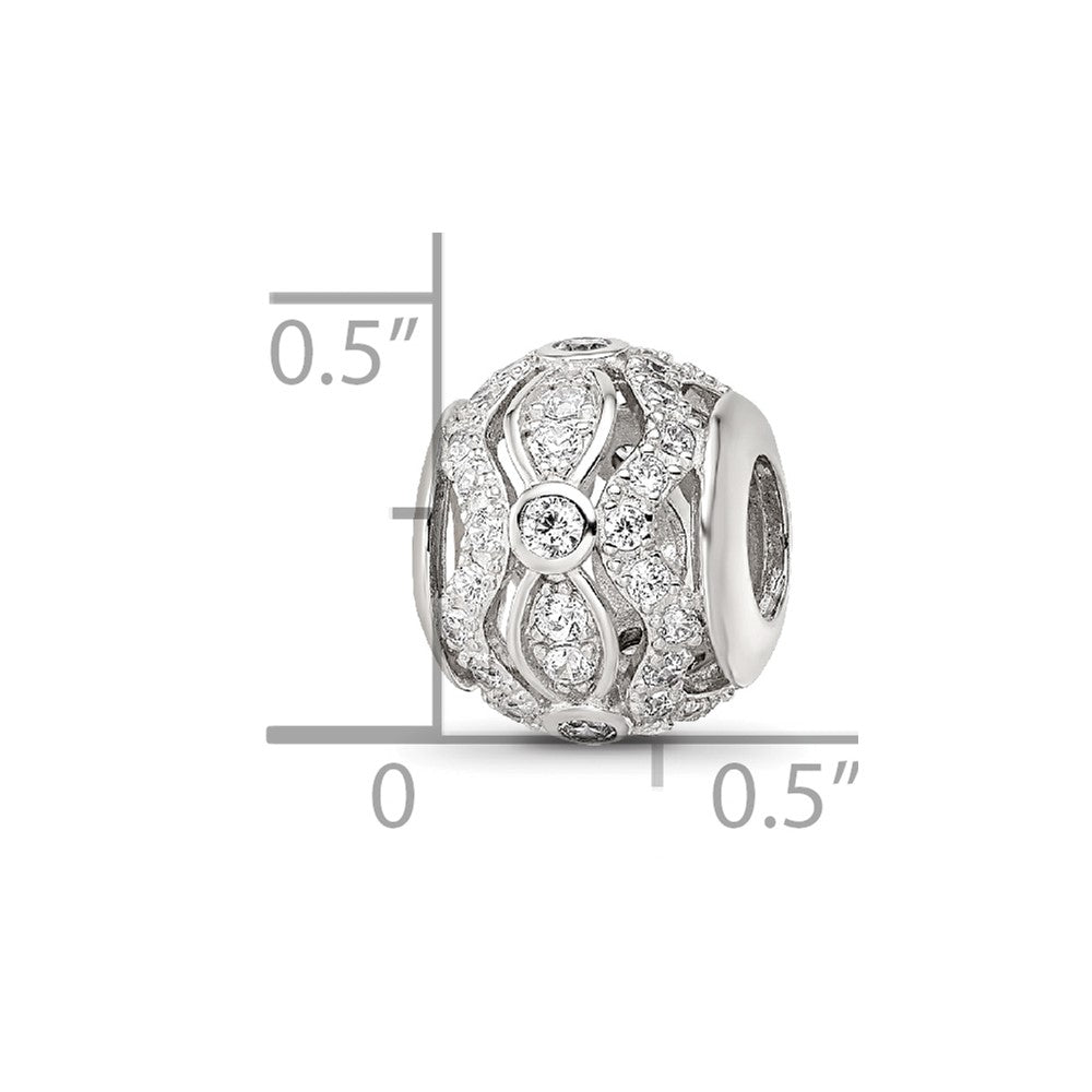 Sterling Silver Reflections Rhodium-plated CZ Bead
