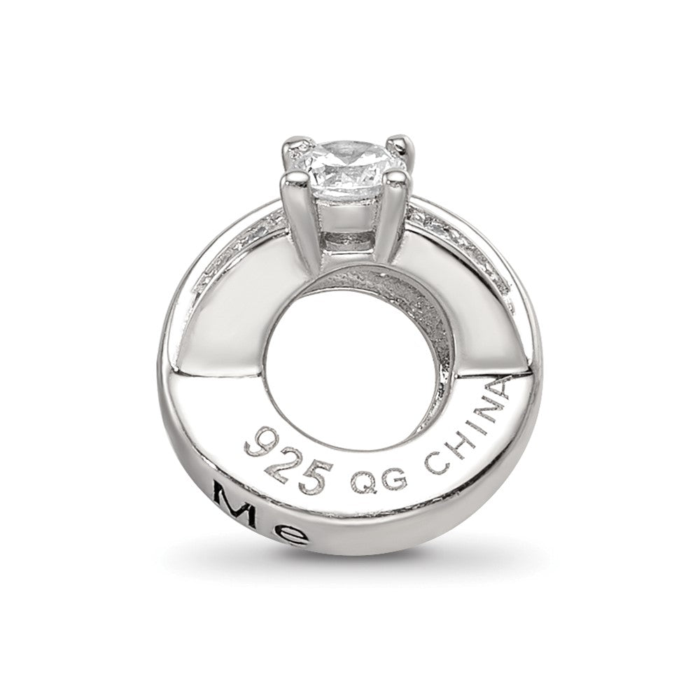 Sterling Silver Reflections Rhod-plated CZ Engagement Ring Bead