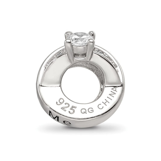 Sterling Silver Reflections Rhod-plated CZ Engagement Ring Bead