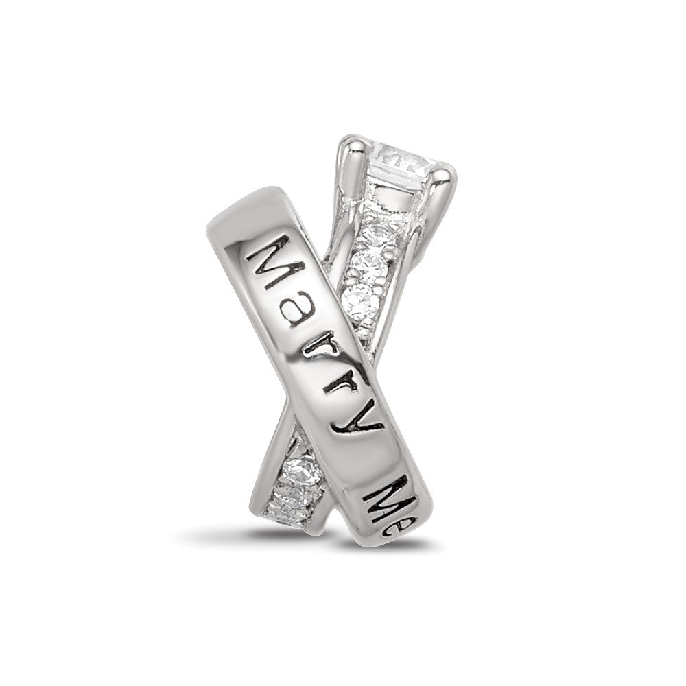 Sterling Silver Reflections Rhod-plated CZ Engagement Ring Bead