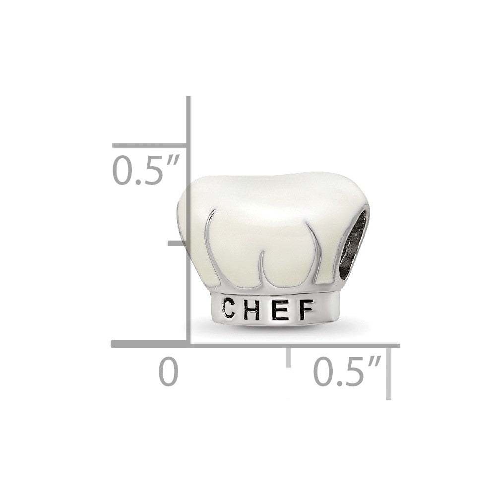 Sterling Silver Reflections Rhod-plated Enamel Chef Hat Bead