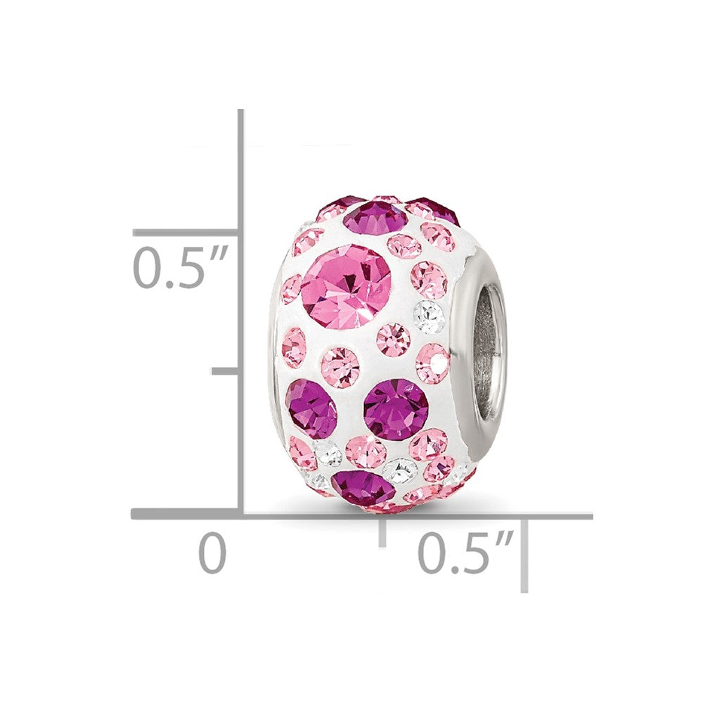 Sterling Silver Reflections Rhod-pl Pink Preciosa Crystal Bead