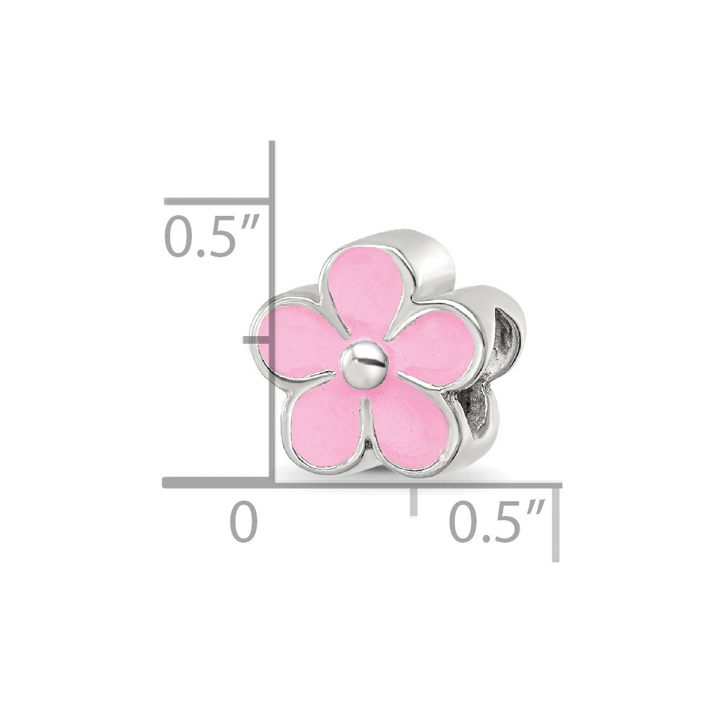 Sterling Silver Reflections Pink Enamel Flower Bead