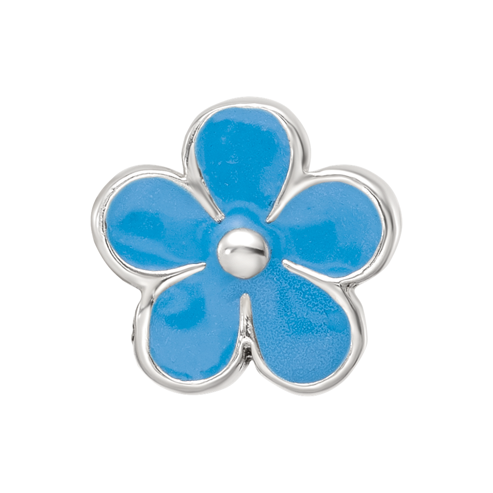 Sterling Silver Reflections Blue Enamel Flower Bead