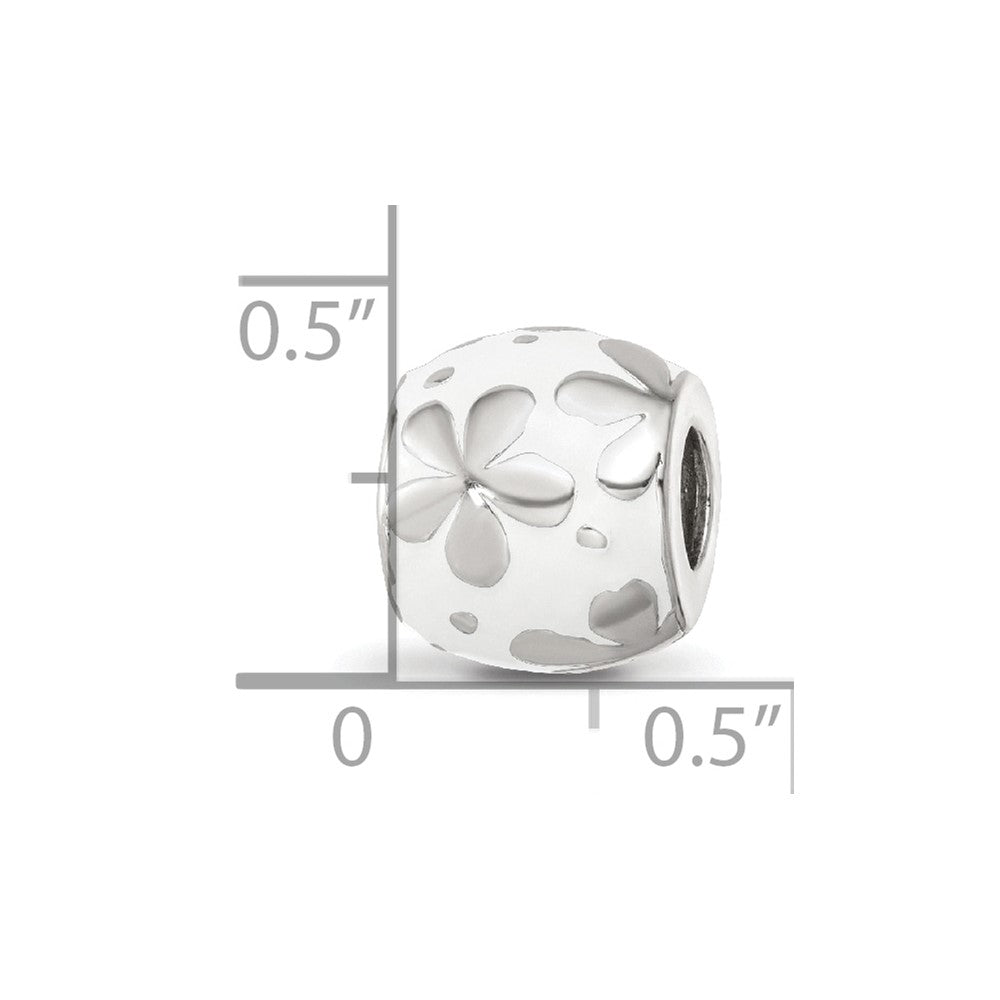 Sterling Silver Reflections White Enamel Floral Bead