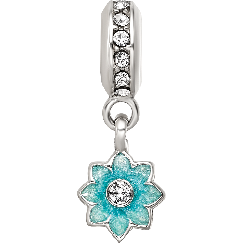 SS Reflections Preciosa Crystal Teal Enamel Dangle Flower Bead