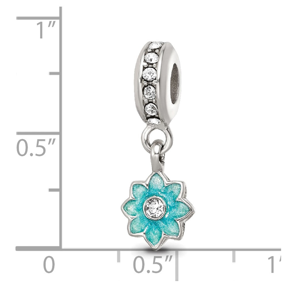 SS Reflections Preciosa Crystal Teal Enamel Dangle Flower Bead