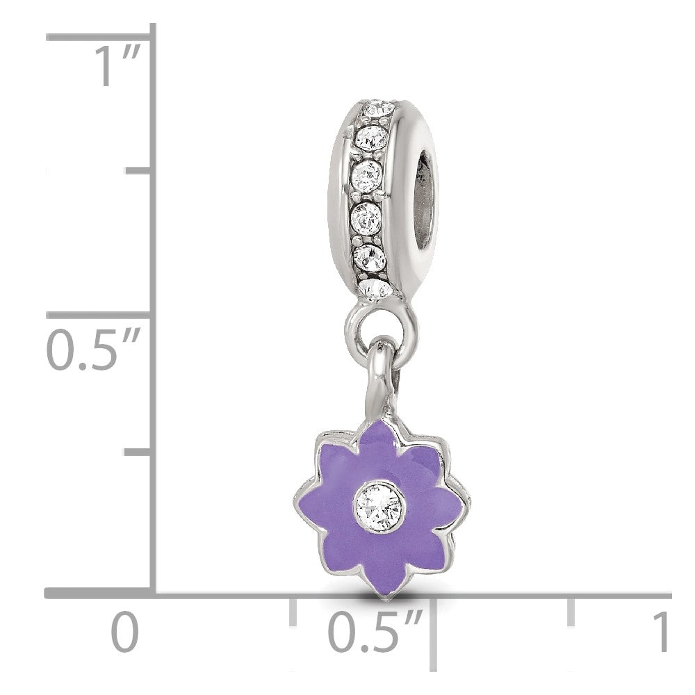SS Reflections Preciosa Crystal Purple Enamel Dangle Flower Bead