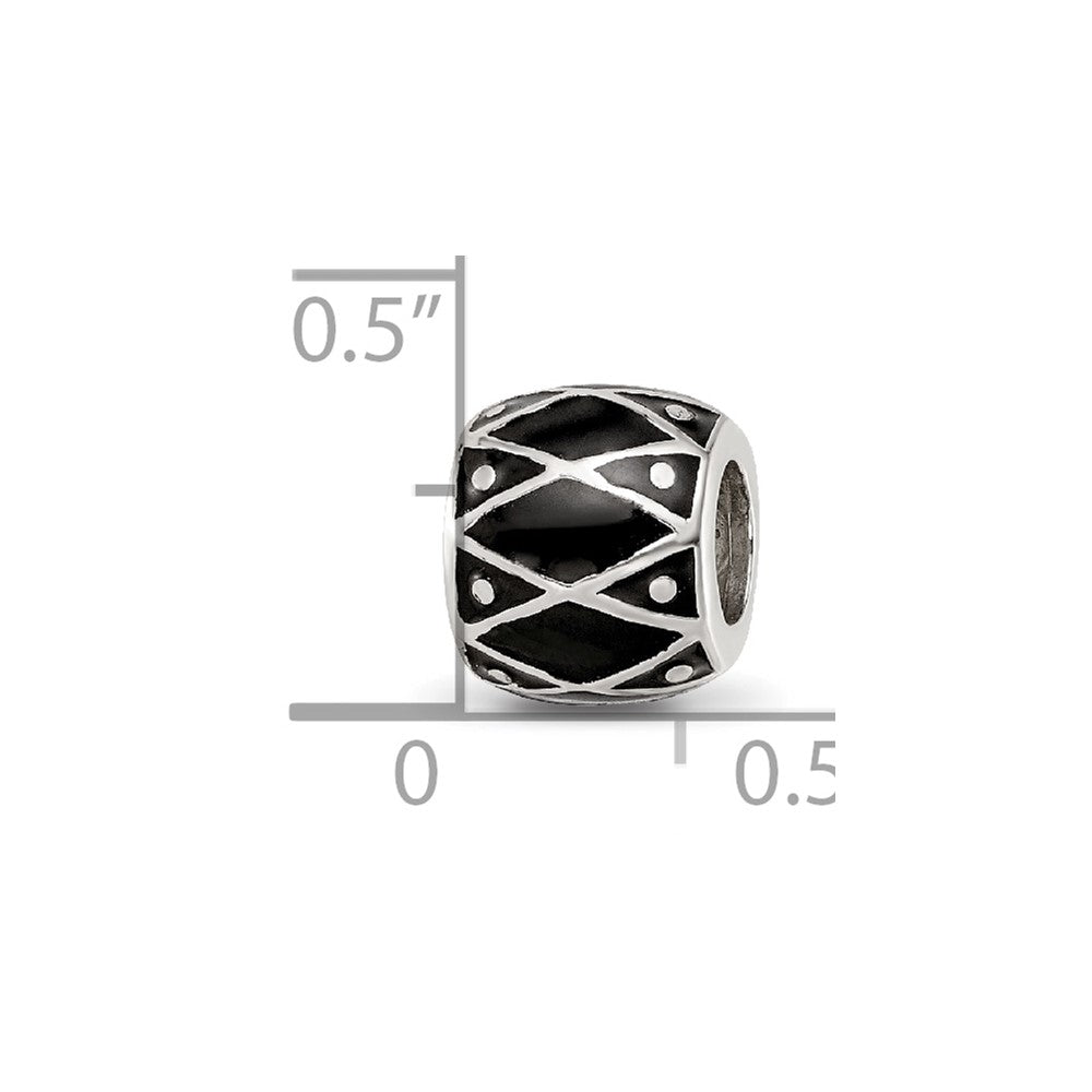 Sterling Silver Reflections Black Enamel Bead