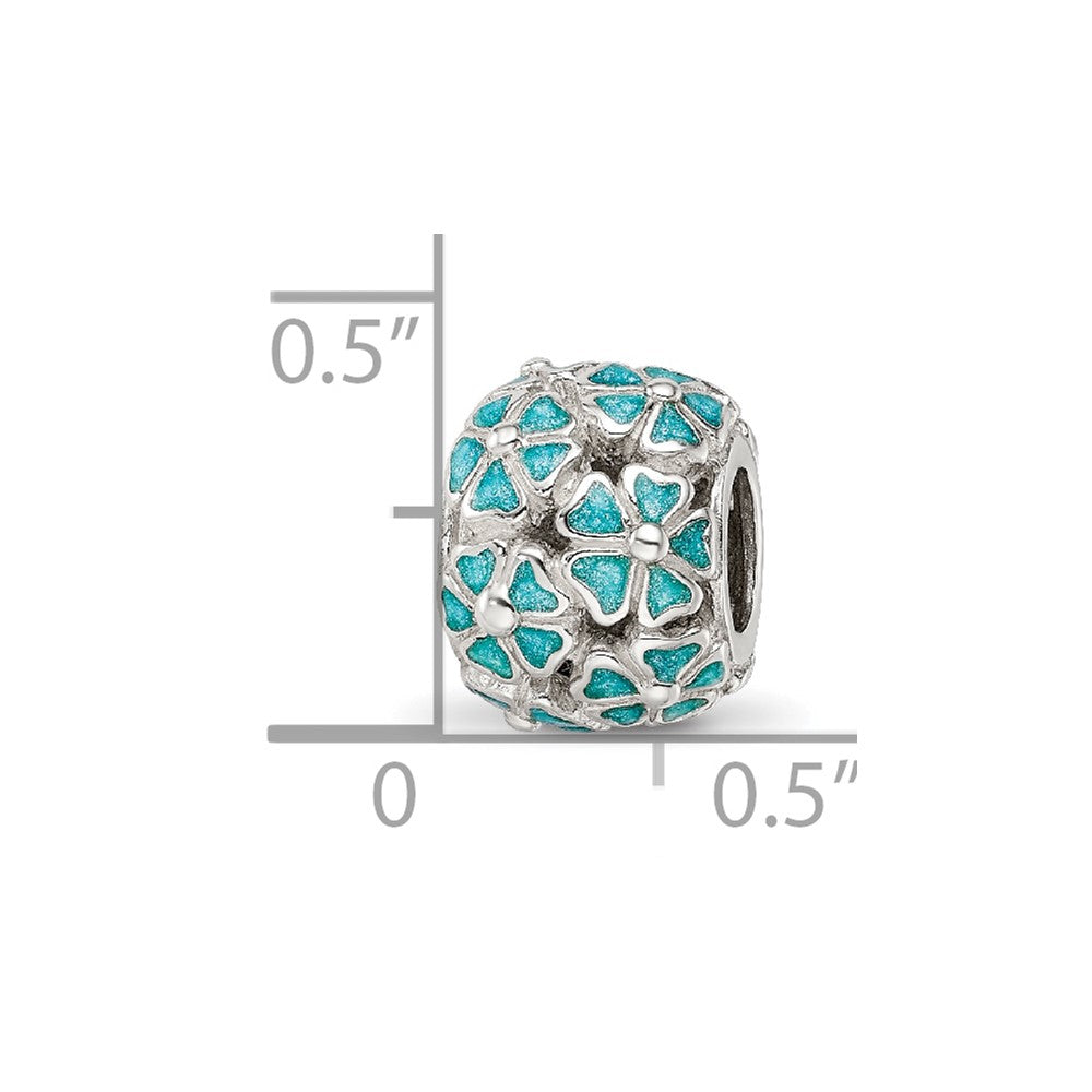 Sterling Silver Reflections Green Enamel Floral Bead