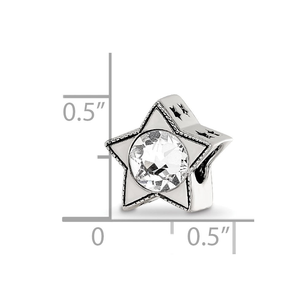 Sterling Silver Reflections Preciosa Crystal April Birthstone Star Bead