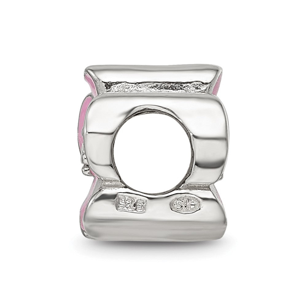 Sterling Silver Reflections Pink Enamel CZ Flower Bead