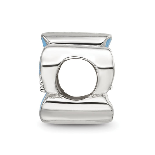 Sterling Silver Reflections Blue Enamel CZ Flower Bead