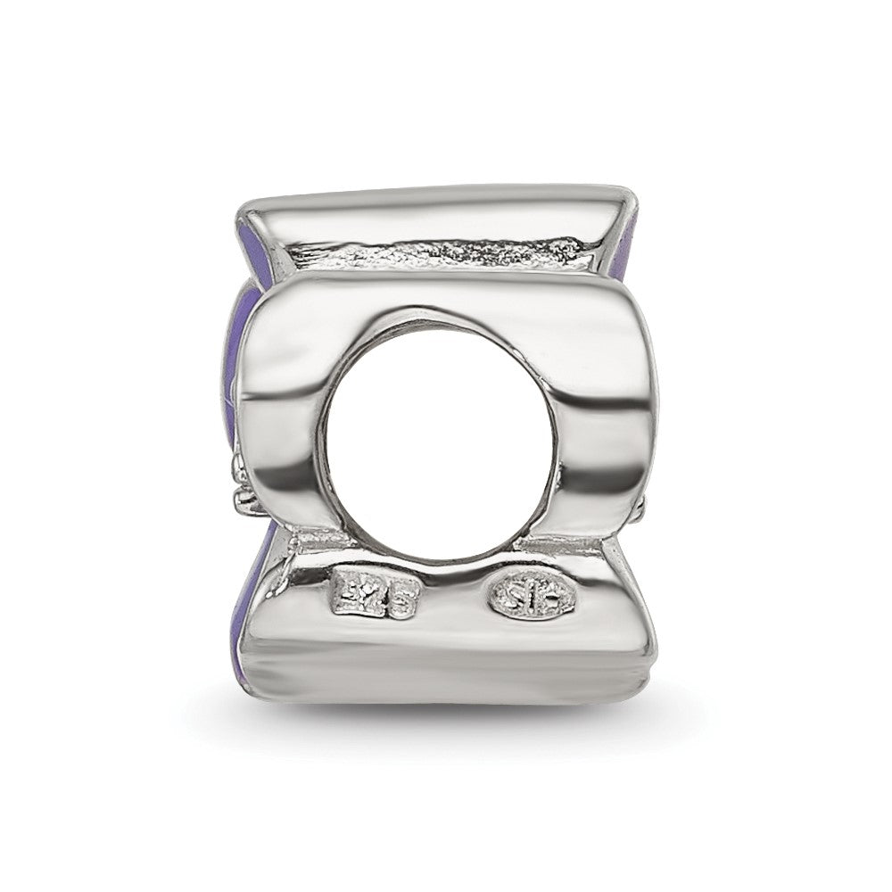 Sterling Silver Reflections Purple Enamel CZ Flower Bead