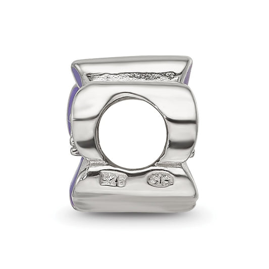 Sterling Silver Reflections Purple Enamel CZ Flower Bead