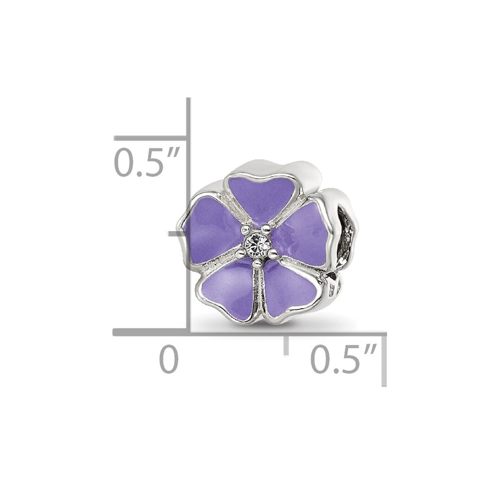 Sterling Silver Reflections Purple Enamel CZ Flower Bead