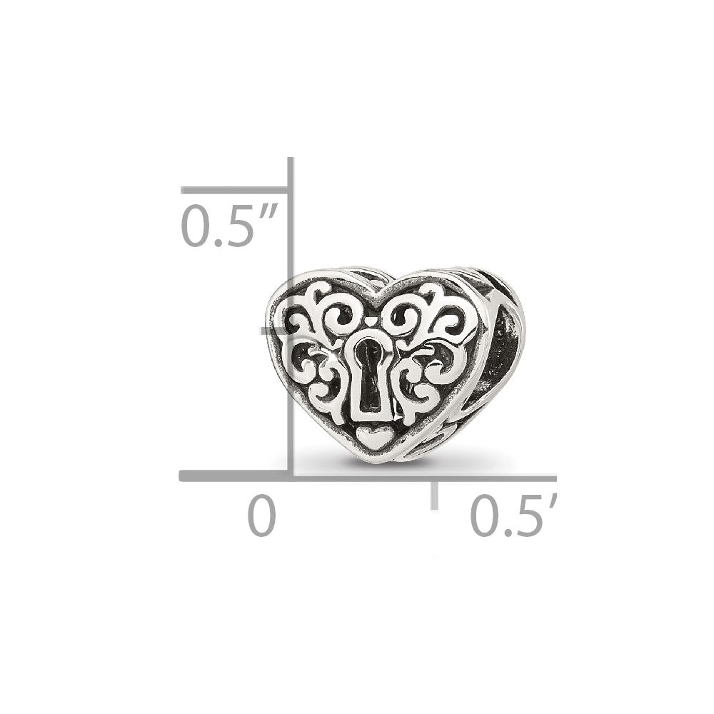 Sterling Silver Reflections Polished Heart Lock Bead