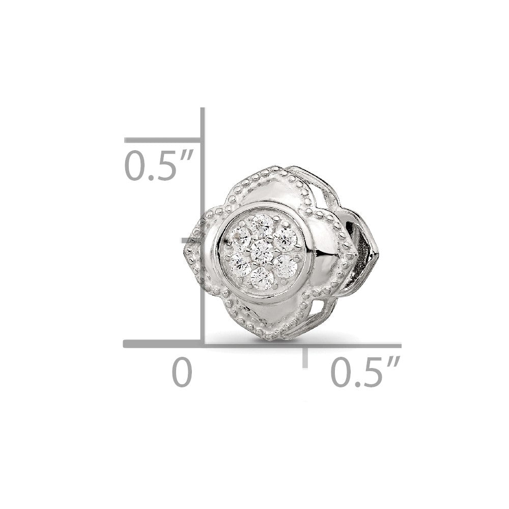 Sterling Silver Reflections Polished CZ Floral Nana Bead