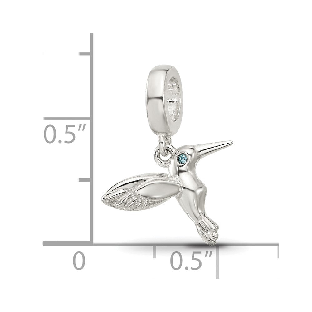 Sterling Silver Reflections Blue CZ Hummingbird Dangle Bead