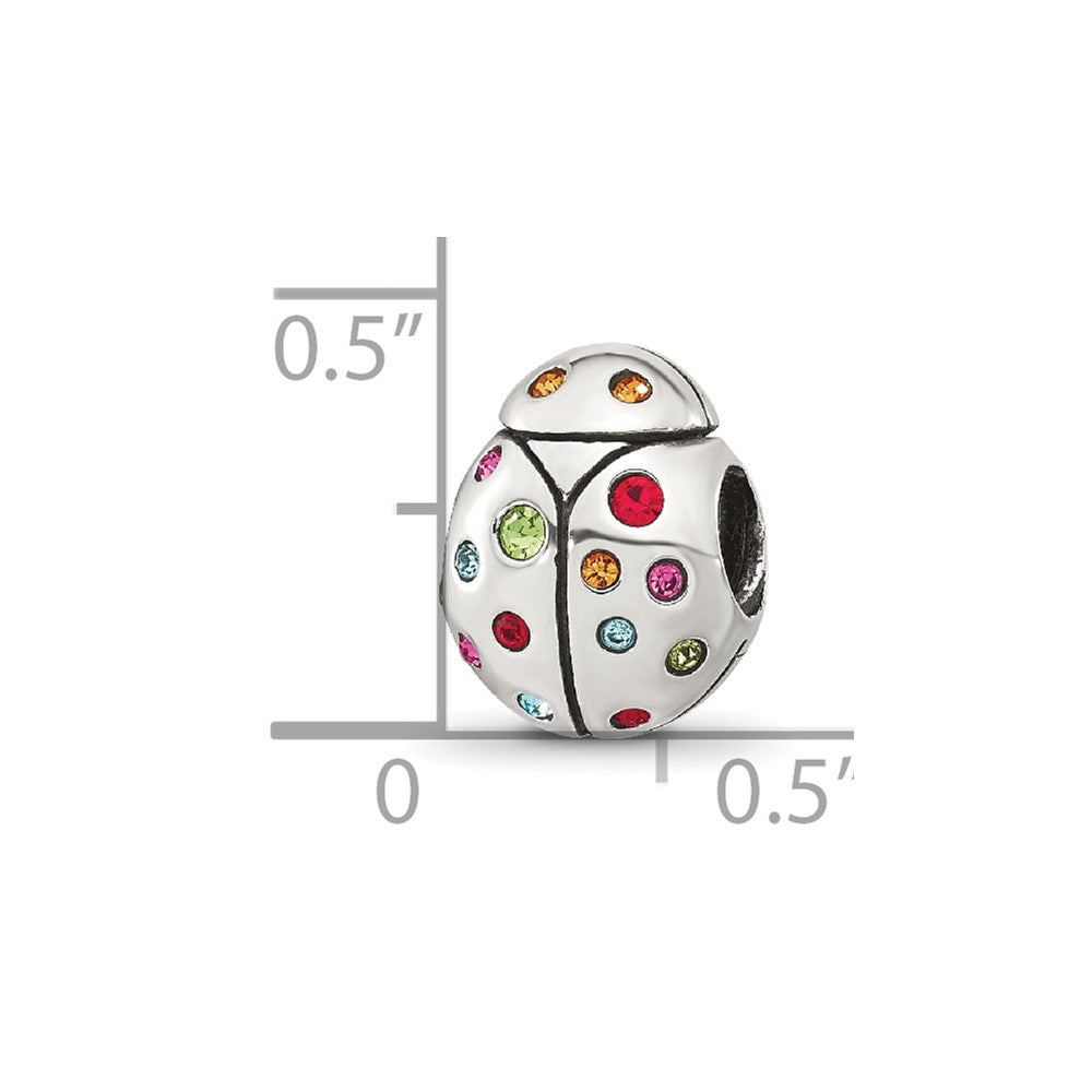 Sterling Silver Reflections Multi-color CZ Lady Bug Bead