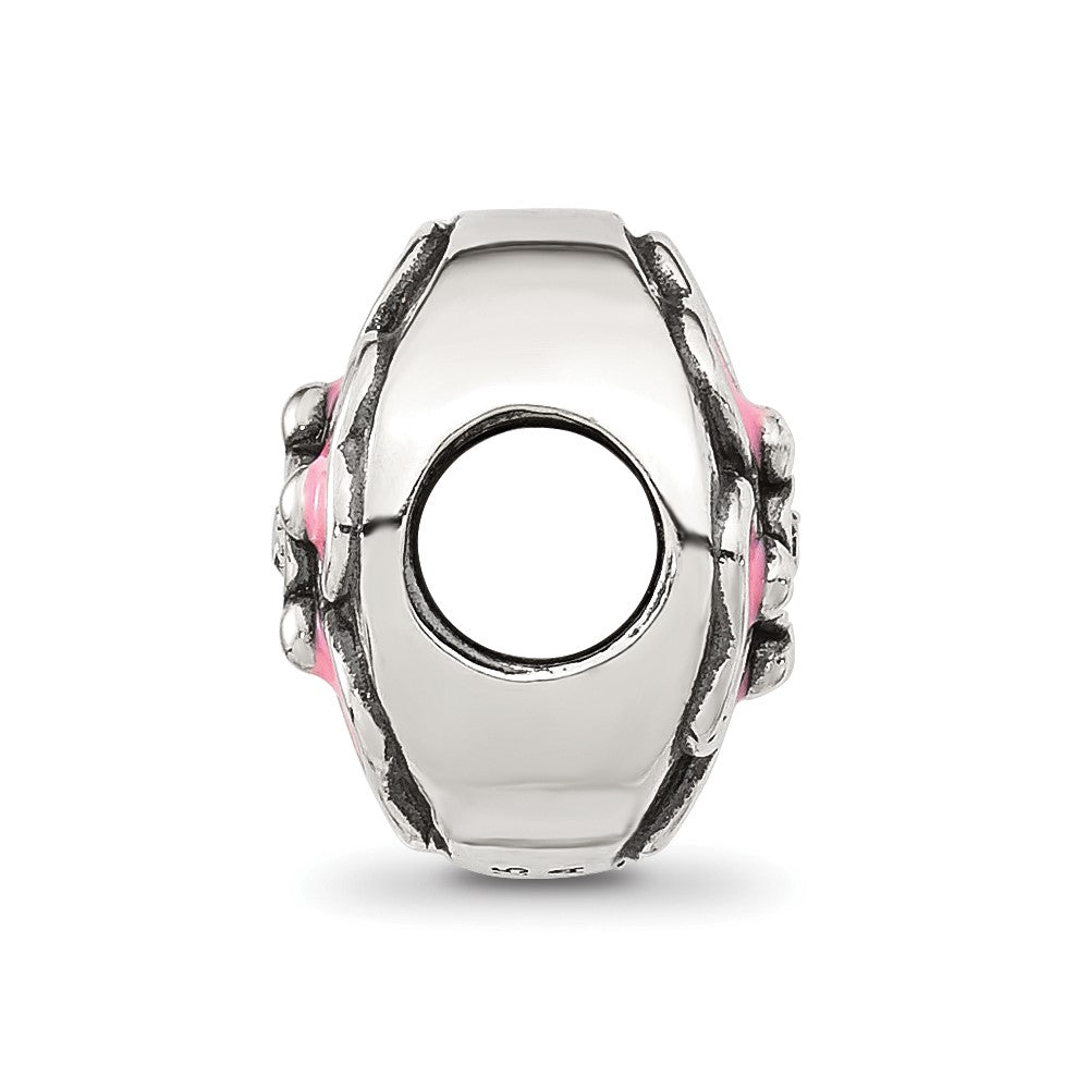 Sterling Silver Reflections Pink Enamel and CZ Flower Bead