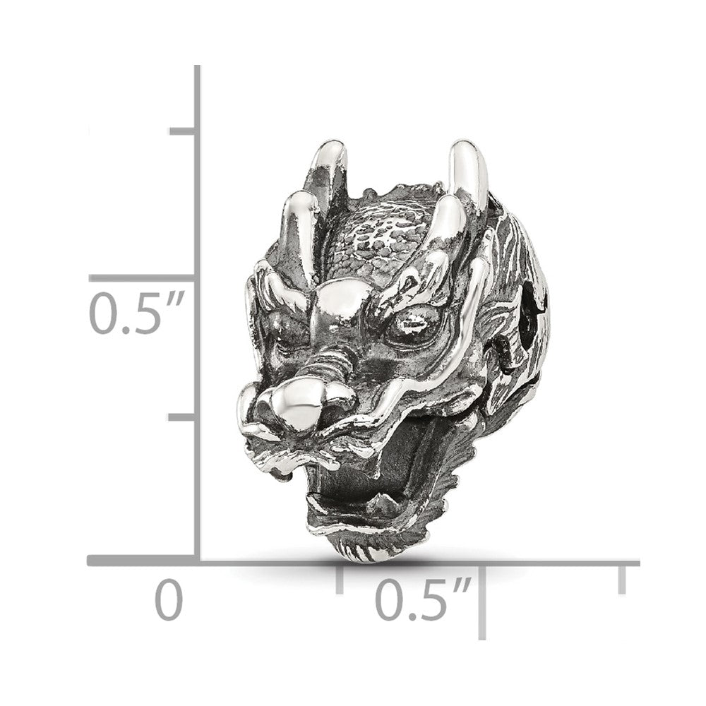 Sterling Silver Reflections Antiqued Chinese Dragon Hinged Bead