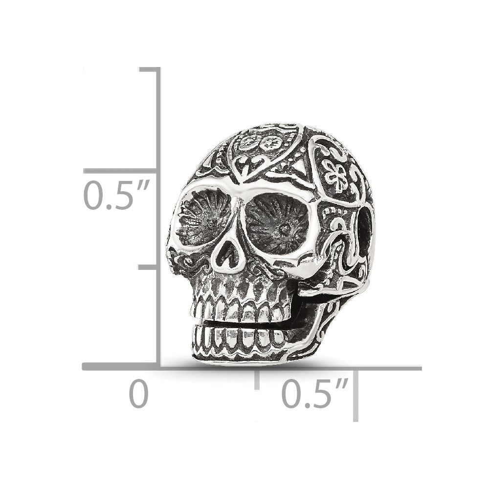 Sterling Silver Reflections Antiqued Mexican Skull Hinged Bead