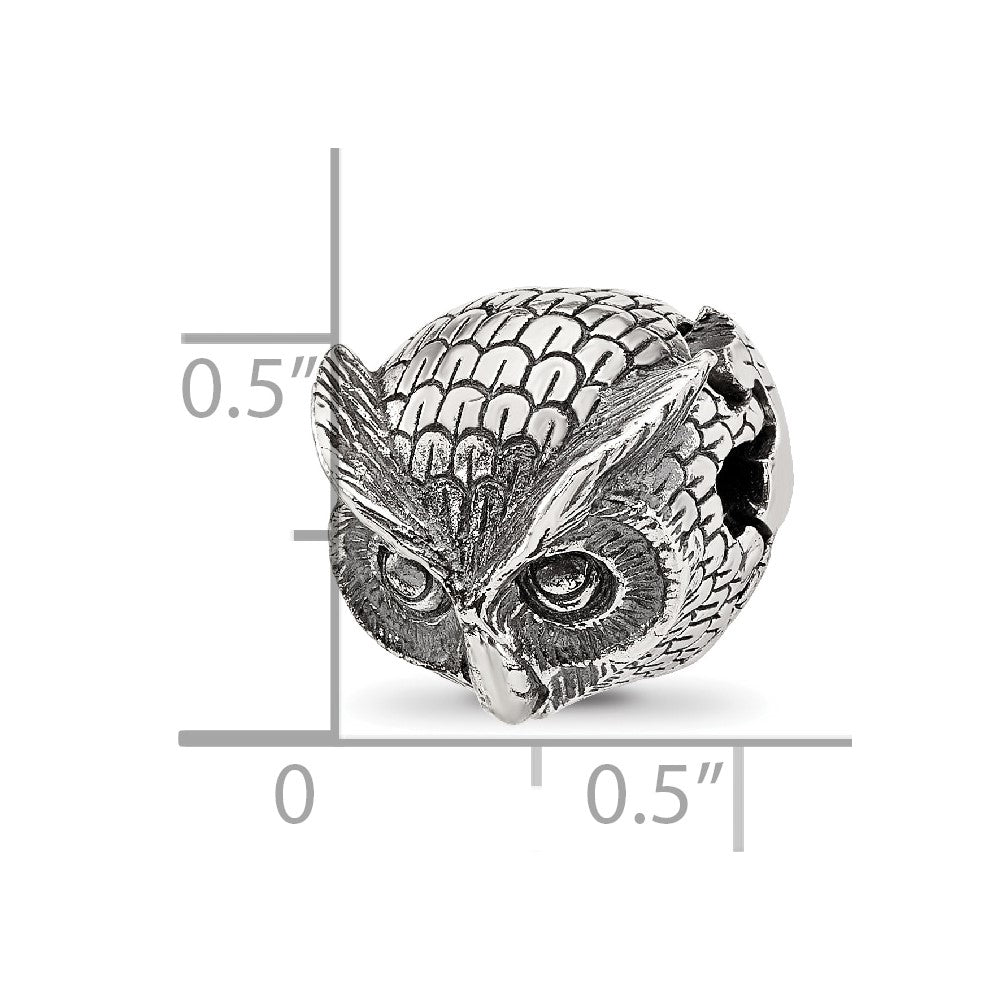 Sterling Silver Reflections Antiqued Owl Hinged Bead