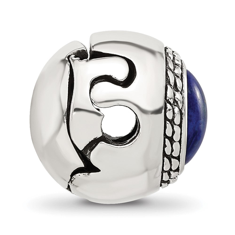 Sterling Silver Reflections Lapis Lazuli Lucky Stone Hinged Bead
