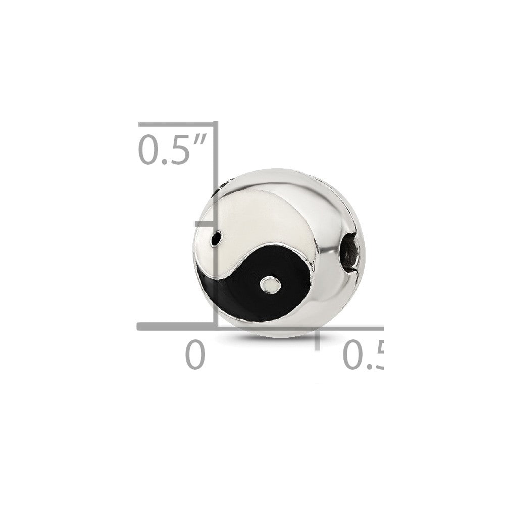 Sterling Silver Reflections Enameled Yin Yang Hinged Bead