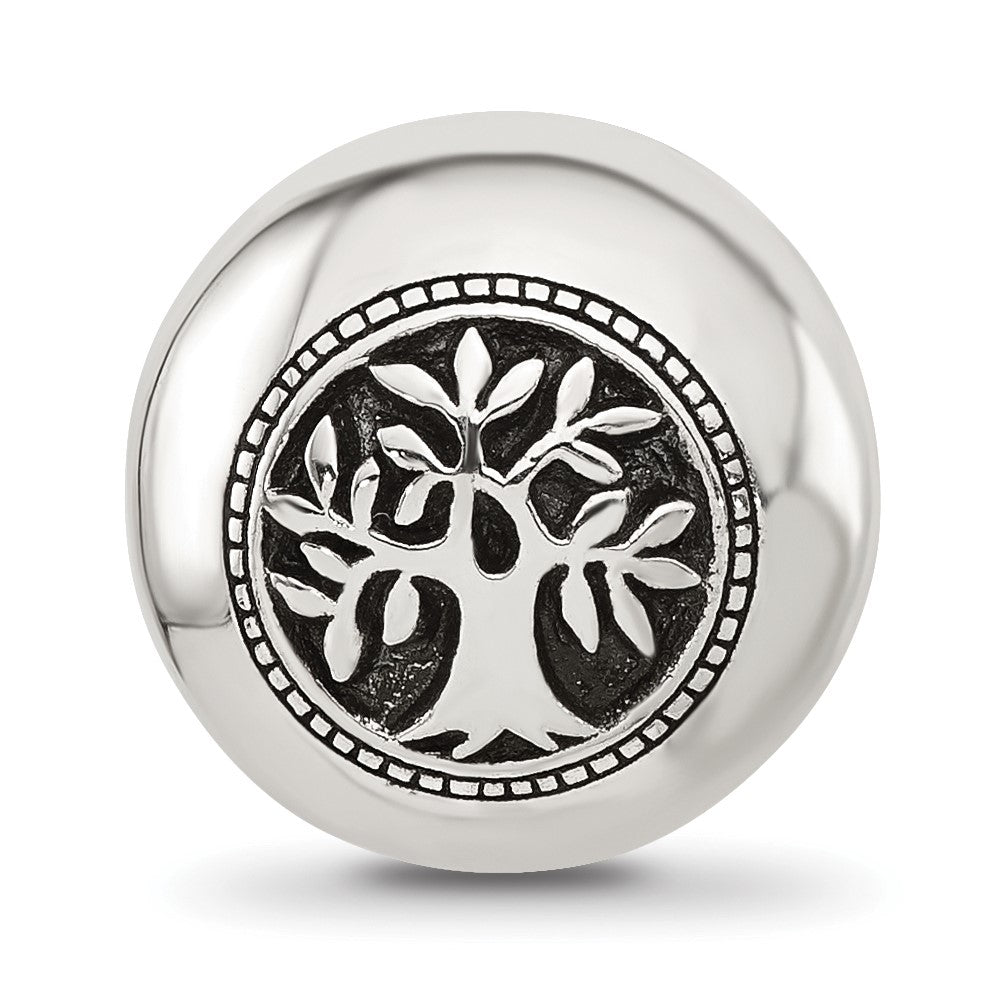 Sterling Silver Reflections Polished Circle Tree of Life Hinged Bead
