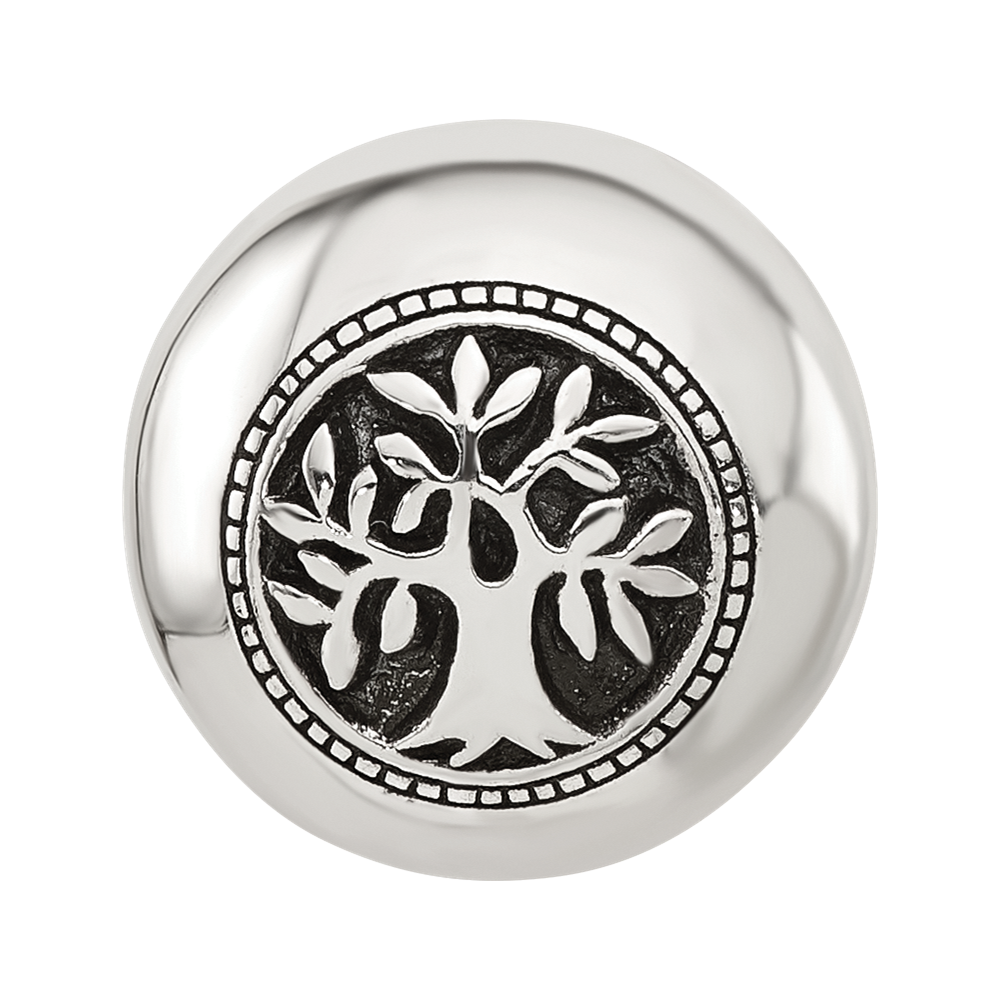 Sterling Silver Reflections Polished Circle Tree of Life Hinged Bead