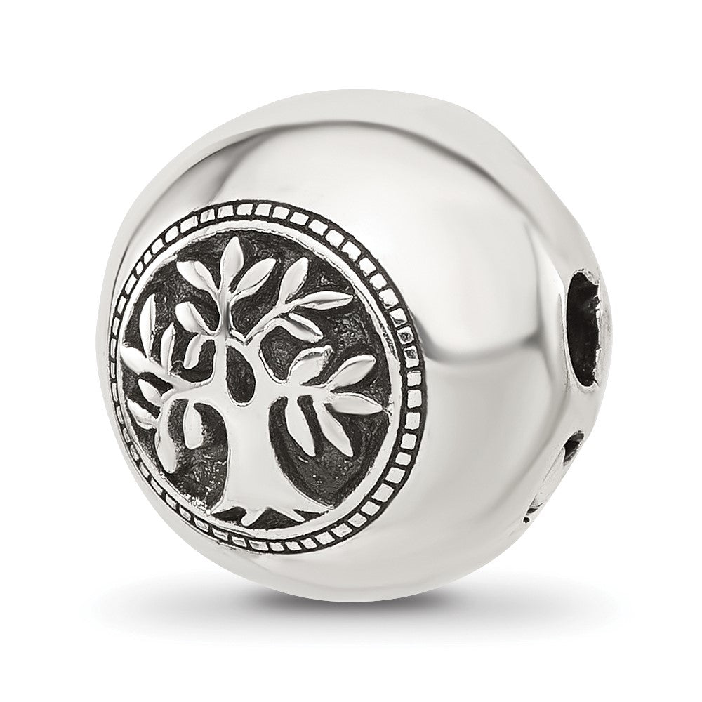 Sterling Silver Reflections Polished Circle Tree of Life Hinged Bead