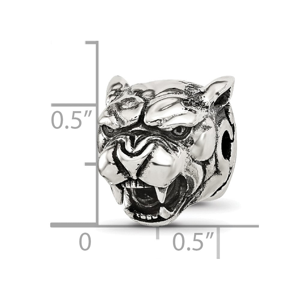 Sterling Silver Reflections Antiqued Panther Head Hinged Bead