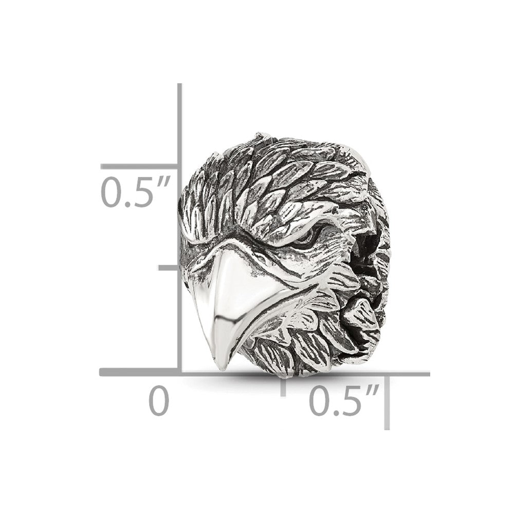 Sterling Silver Reflections Antiqued Eagle Head Hinged Bead