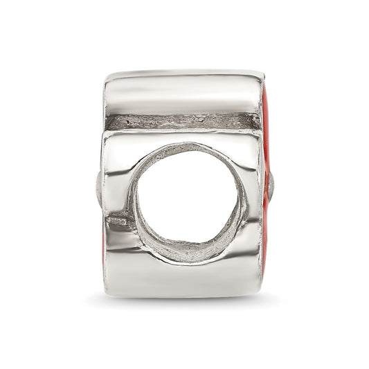 Sterling Silver Reflections Red Enameled Flower Bead