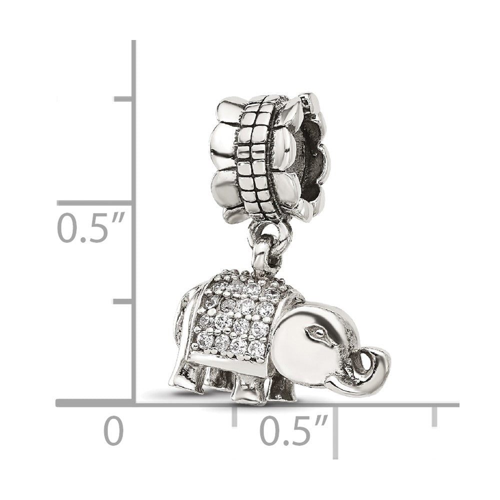 Sterling Silver Reflections CZ Elephant Dangle Bead