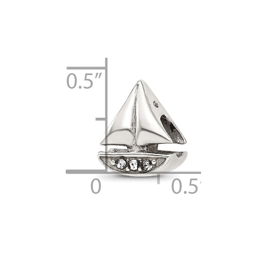 Sterling Silver Reflections Crystal Sailboat Bead