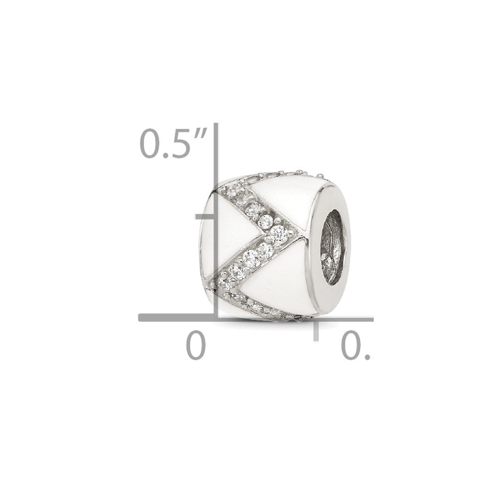 Sterling Silver Reflections White Enamel with CZ Design Bead