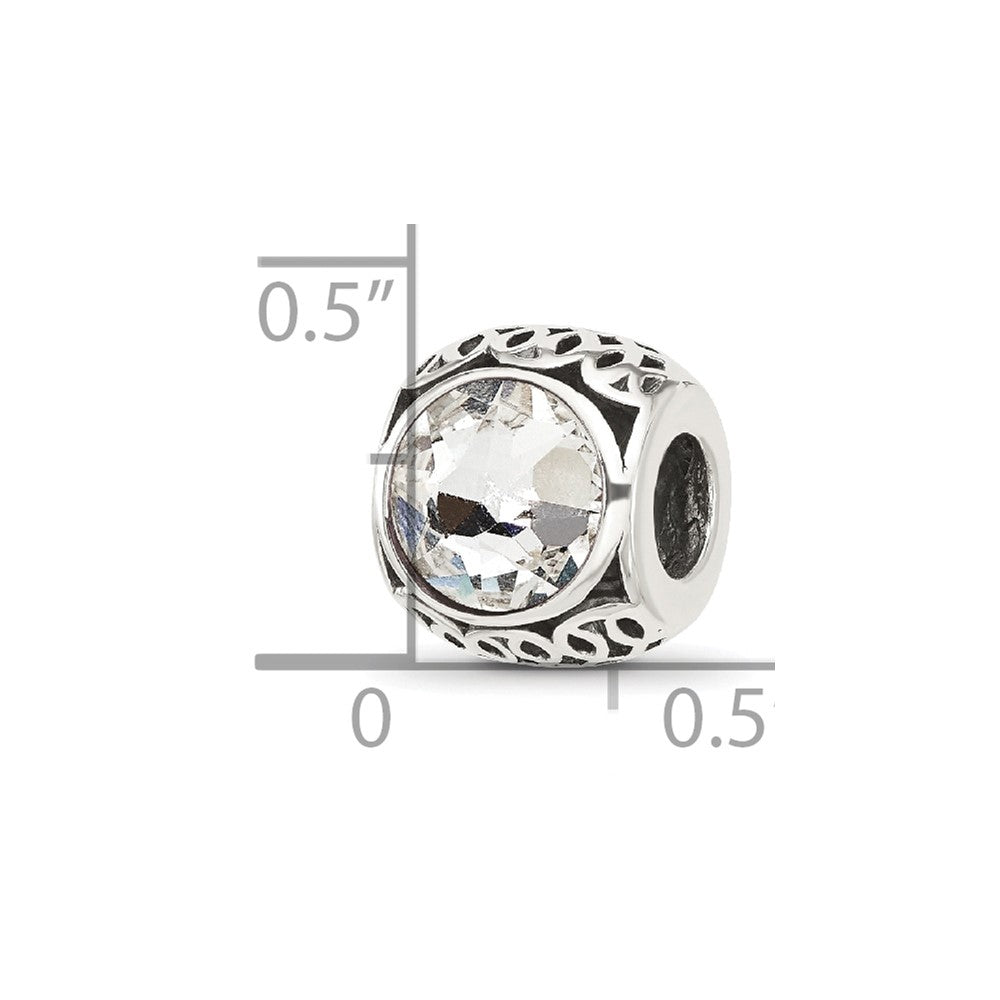 Sterling Silver Reflections Antiqued Clear Crystal Bead