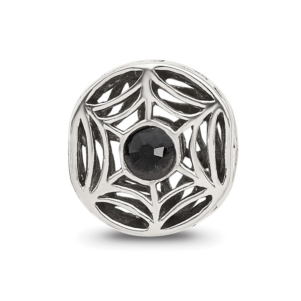 Sterling Silver Reflections Black Crystal Spider Web Bead