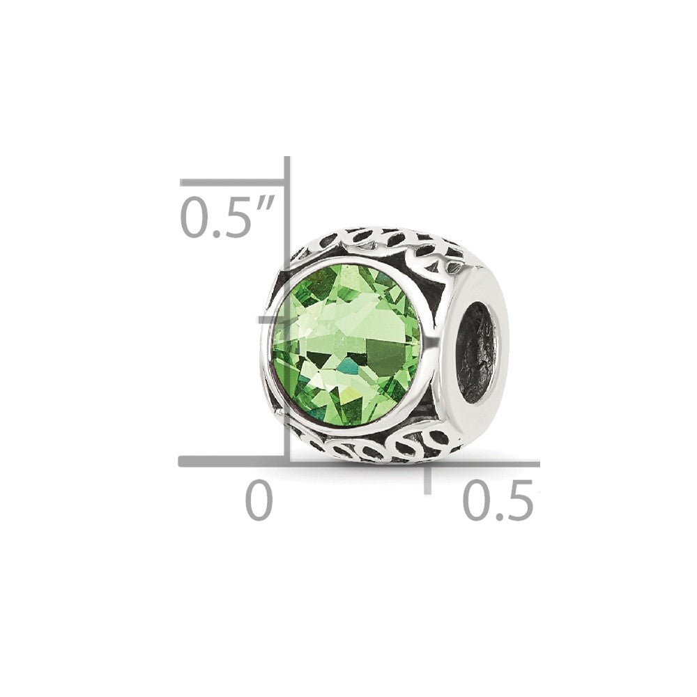 Sterling Silver Reflections Antiqued Light Green Crystal Bead
