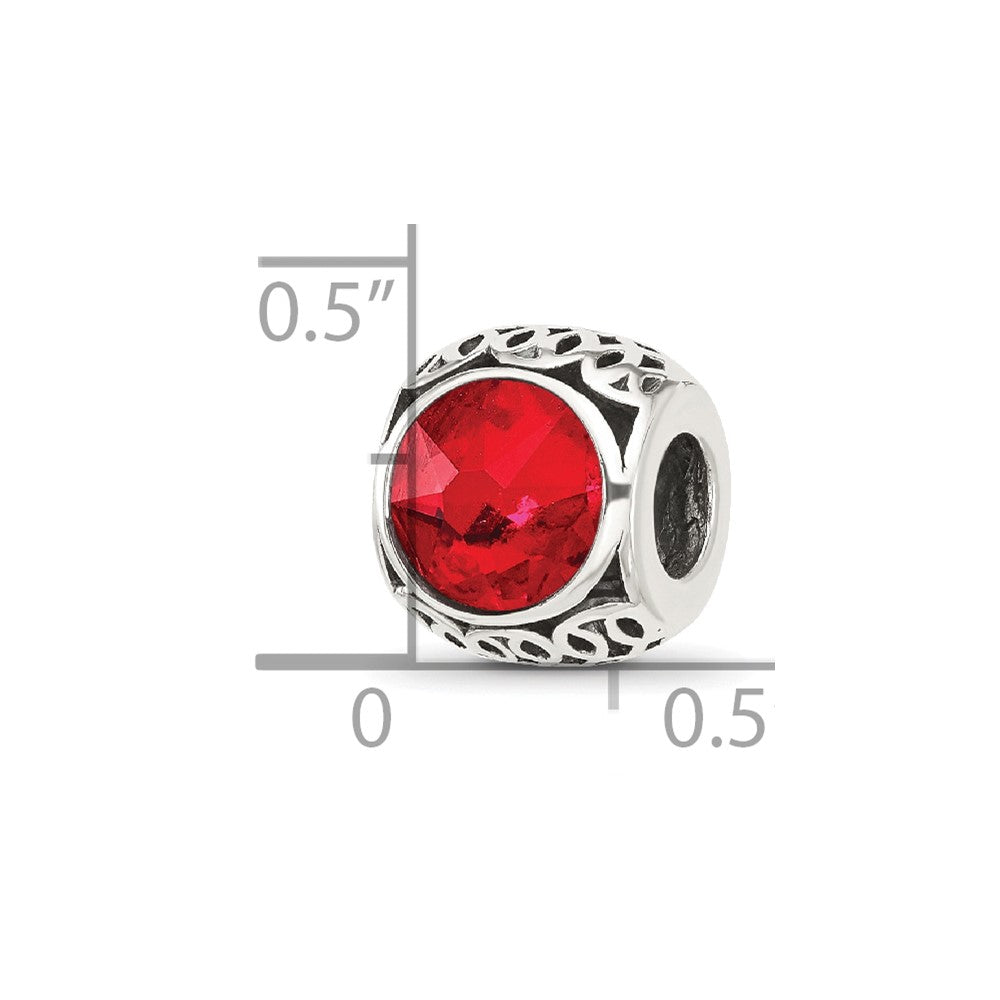 Sterling Silver Reflections Antiqued Light Red Crystal Bead
