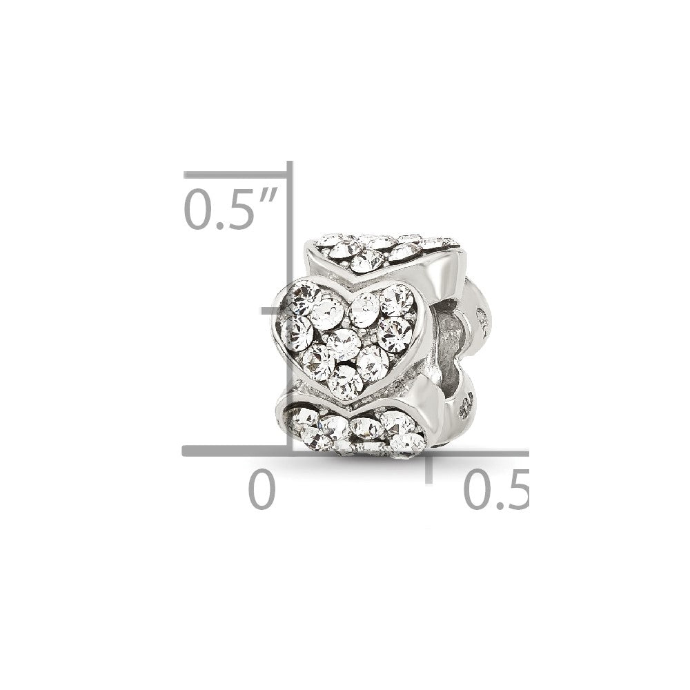 Sterling Silver Reflections Clear Crystal Hearts Bead
