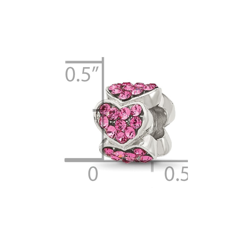 Sterling Silver Reflections Pink Crystal Hearts Bead
