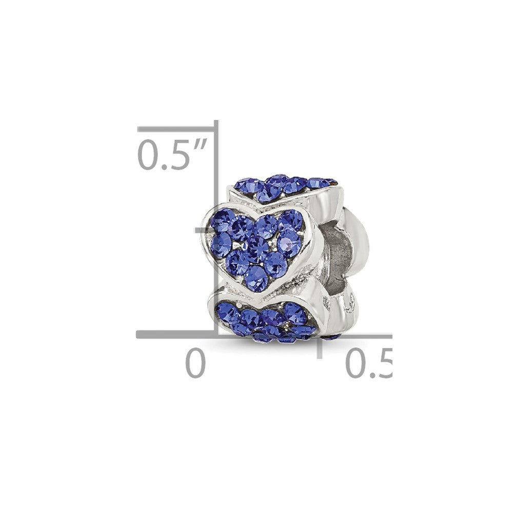 Sterling Silver Reflections Blue Crystal Hearts Bead