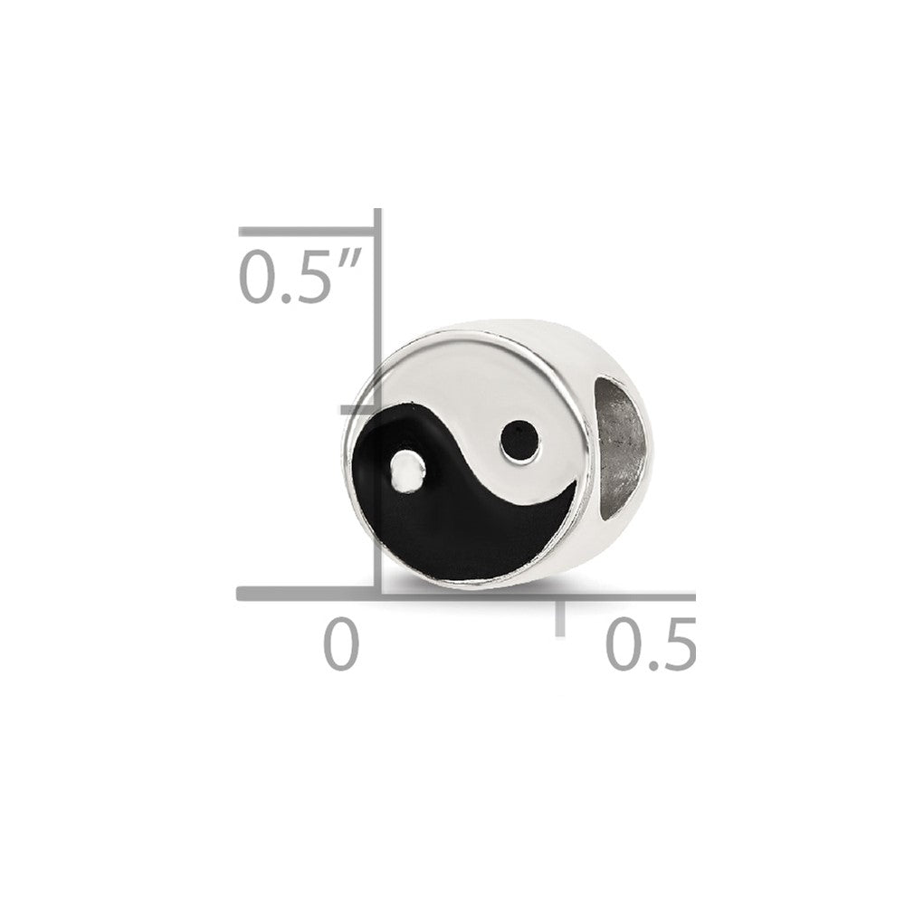 Sterling Silver Reflections Enameled Yin and Yang Circle Bead
