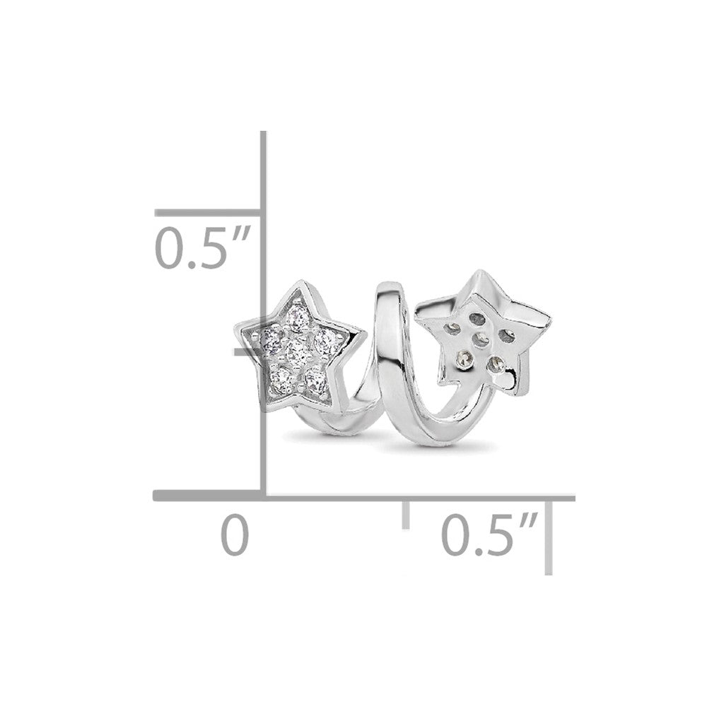 Sterling Silver Reflections Rhodium-plated CZ Star Twist Bead
